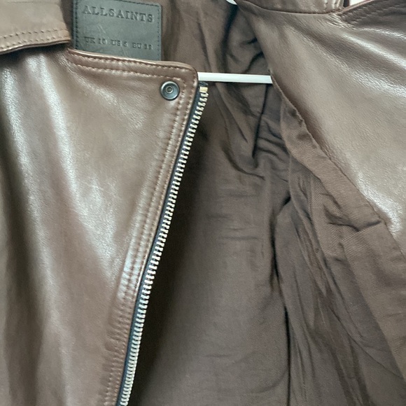All Saints Brown Leather Jacket Size: 6 - Picture 8 of 9